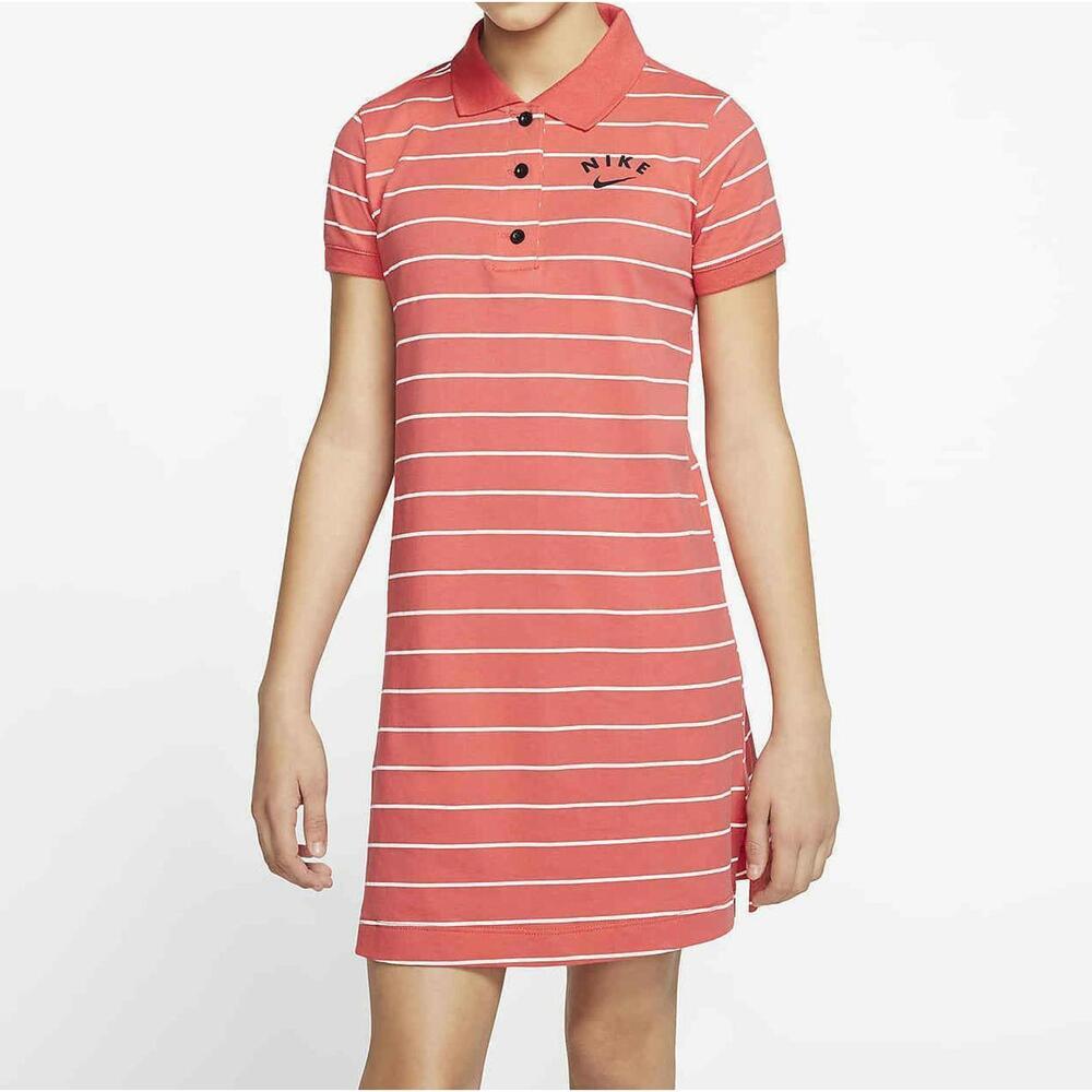Nike $50 Girl's Summer Polo Striped Dress Punch Size Large
